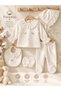 100% Cotton Scallop Collar Bird Embroidery Detailed Newborn Baby Girl Hospital Discharge Bodysuit Set 0-3 Months - 3