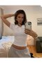 Polo Collar Buttoned Short Sleeve Crop T-Shirt - 2