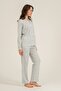 Women's Mink Uzunkol Shirt Pajama Set, 50% Cotton 50% Modal Fabric - 2
