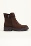Women's Brown Suede Thermo Rubber Sole Stone Buckle Boots