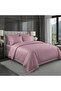 6 pcs Striped Duvet Cover Set Super King Size 240x260 Bedding Set – 1 Fitted Sheet, 1 Quilt Cover, 4 Pillowcases, Pink