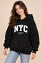Women's Nyc Printed 3-String Hooded Sweatshirt 100% Cotton - 3