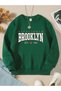 Brooklyn Printed Cotton 3 Thread Threaded Crew Neck Oversize Sweatshirt