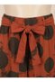 Women's High Waist Belted Wide Leg Polka Dot Velvet Textured Trousers - 6