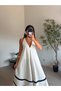 Ecru V-Neck Striped Dress - 3