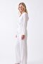 Women's Ecru 100% Cotton Muslin Fabric, 3-Piece Pajama Set, Pocket Detail - 4