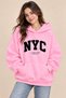 Women's Nyc Printed 3-String Hooded Sweatshirt 100% Cotton
