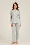 Women's Mink Uzunkol Shirt Pajama Set, 50% Cotton 50% Modal Fabric - 3