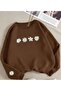Daisy Printed Cotton 3 Thread Threaded Crew Neck Oversize Sweatshirt