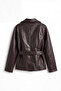 Brown Belted Leather Jacket - 4