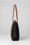 Women's Black Color Buzzy Fabric Shoulder Bag with Zipper, Large Internal Volume, Daily Use Bag - Front Pocket Detailed - 5