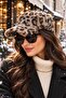 Women's Plush Leopard Print Adjustable Hat, Soft Winter Hat, Leopard Print Hat - 4