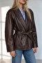 Brown Belted Leather Jacket - 3