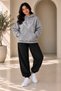Women's Plus Size Heart J Printed Oversize 2-Piece Tracksuit Set – Hooded Hoodie & Jogger Pants