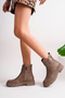 Women's Mink Skin Thermo Rubber Sole Stone Buckle Boots - 3
