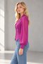 Women's Tulle and Gold Button Detailed Long Sleeve Jacket Collared Blouse - 3