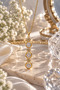 Triple Oval Stone & Flower Detailed Luxury Steel Y Necklace (Gold Color)