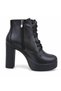 Women's Lace-Up Zippered Platform Heeled Boots - 6