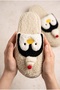 Women's Plush, Soft, Winter House Slippers with Penguin Figure - 8