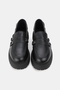 Women's Black Genuine Natural Leather 36-41 Size Buckle Loafer Shoes - 4