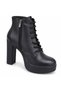 Women's Lace-Up Zippered Platform Heeled Boots - 5