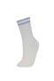 E2057Axwt1 White Women's Comfortable Elastic 3-Piece Cotton Long Socks - 3