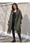 Khaki Glittery Line Detailed Soft Textured Tasseled Winter Shawl 200X50 cm Sal1334