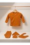 5 Piece 100% Cotton Baby Hospital Discharge Set Double-Breasted Top, Bottom, Gloves, Hat and Bib Set Tile - 7
