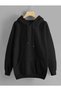Men's Black Hooded Back Printed Sweatshirt Autumn Winter Season - 2