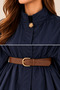 Women's Navy Blue Cape Raincoat with Belt, Stand-Up Collar, Water Repellent - 2
