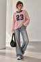 23 Printed Striped Oversize Modal Long Sleeve Blouse - Red Fw3424 - 6