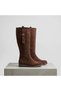 Zanna Women's Minimal Flat Sole Buckle Boots Coffee-Suede - 6