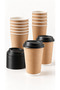50 Pcs 14 oz Double Wall Kraft Coffee Cups + 50 Black Lids Double Wall Hot Beverage Cups - 4