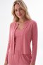 Women's 100% cotton rose print ribbed knit pajama set, women's 3-piece pajama set - 3
