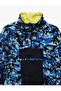 High Collar Patterned Oversize Fleece Blue Boys' Sweatshirt 7Wkb10054Tk - 4