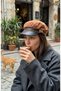Women's Suede Textured Leather Visor Captain Hat Vintage Cap Ribbon Detailed Winter Painter Hat Baker Boy Trend Accessory - 5