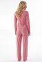 Women's 100% cotton rose print ribbed knit pajama set, women's 3-piece pajama set - 4