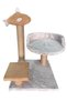 Cat Scratching Post Cat Tree Plush Round Bed Scratching Post with Fish Figure/ Faux Fur Texture - 5