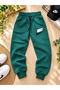 Green kids' tracksuit set - stylish and comfortable 3-thread, unbrushed, with pockets, lace-up cuffs, and leg cuffs - perfect for everyday sportswear. - 4