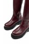 Raccoon Women's Burgundy Leather Thick-Toothed Sole Side Zipper Below the Knee Riding Boots - 3