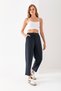 Women's Smoked Balloon Fit Seasonal High Waist Trendy Casual Modal Fabric Ribbed Front Sweatpants with Pockets - 8