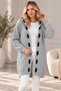 Women's Hooded Long Sleeve Open Front Diamond Patterned Stripe Detailed Stylish Relaxed Fit Casual Gray Knitwear Cardigan - 5