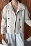 Agli̇mmer Vintage Women's Stand Collar Belted Short Lined Ecru Cashmere Coat - 3