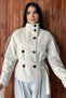 Agli̇mmer Vintage Women's Stand Collar Belted Short Lined Ecru Cashmere Coat