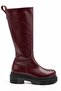 Raccoon Women's Burgundy Leather Thick-Toothed Sole Side Zipper Below the Knee Riding Boots - 2