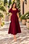 Women's Flounce Sleeves Square Neck Midi Length Dress Wedding Engagement Promise Graduation - 7