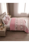 Cross-Stitch Pink Premium Double Duvet Cover Set with 4 Pillowcases |   Elasticized Sheet - 2