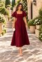 Women's Flounce Sleeves Square Neck Midi Length Dress Wedding Engagement Promise Graduation - 2