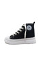 Unisex Black Linen Ankle Lace-Up Kids Sneakers - 4
