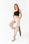 Women's Beige Balloon Fit High Waist Trendy Casual Ribbed Front Modal Fabric Trousers with Pockets - 6